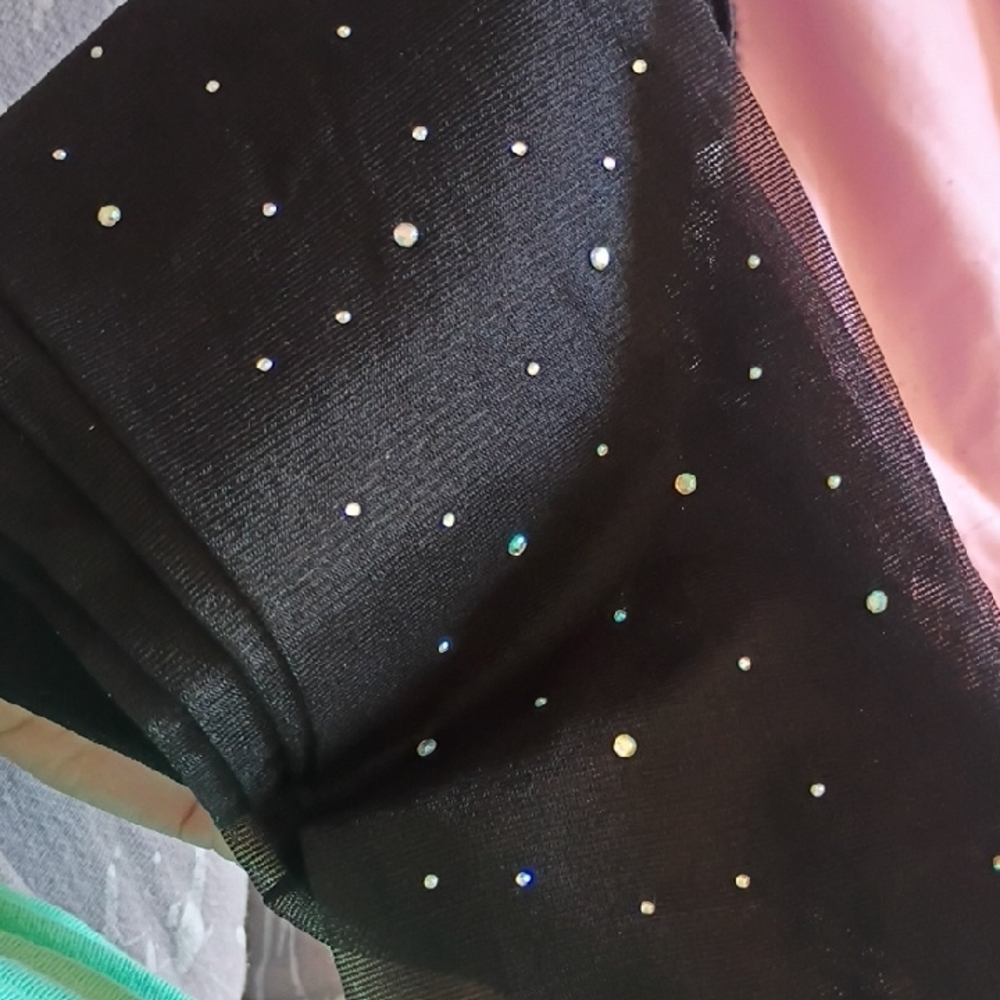 🔥3For25$🔥| Black Rhinestone Sheer Tights - Picture 3 of 3